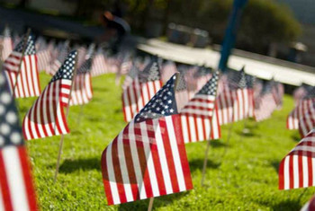 American memorial flag field